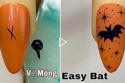 Easy Bat Nail Art For Beginner 💖Vẽ Móng💅 New Nails Design 💝 New Nails