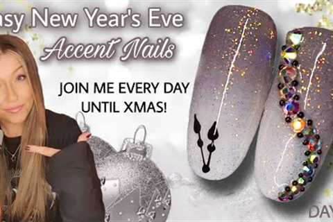 🕰 Easy New Year''s Eve Nail Art Design | NYE Nails | Glitter Ombre Bling Midnight Clock | Madam..