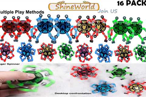 16Pack Fingertip Gyro Toy Fingertip Mechanical Top DIY Deformation Robot Metal Transformable Gyro..