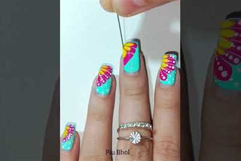 Easy Flower Nail Art Design #piubhol #nailart #youtubeshorts