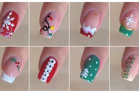 Simple and easy Christmas nail art designs with household items || Nail art for beginners