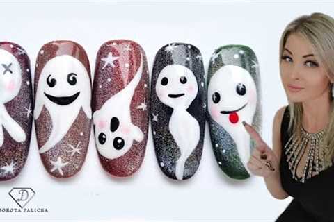 Quick and Easy Halloween Nail Art designs for beginners. 👻 Ghost nail art 👻